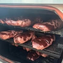 The smoker pit fired up and ready for a long cook